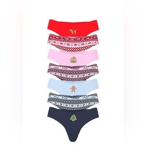 PINK Victoria's Secret packet 7-women no show thong Set - Red, Pink, Blue, Navy